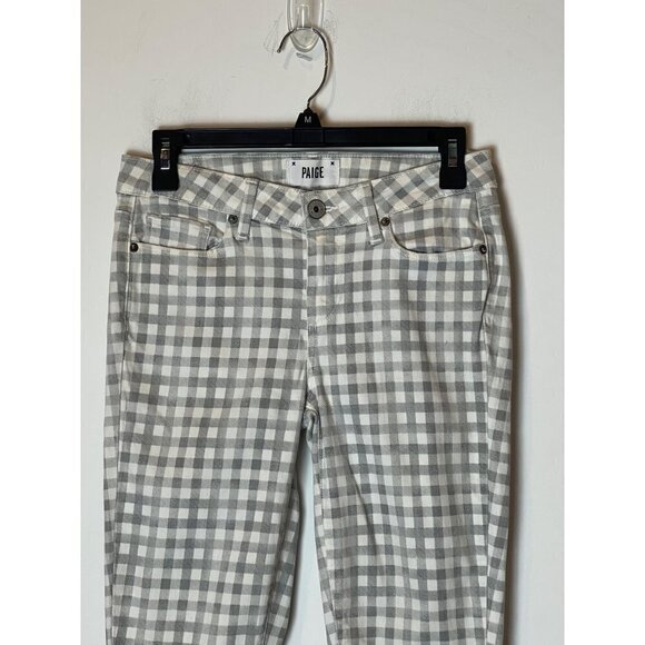 Paige Gray And White Gingham Mid Rise‎ Verdugo Ankle Cropped Jeans Size 29 - Picture 4 of 11